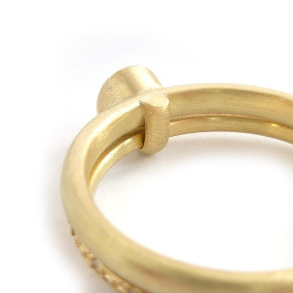 Modern two band diamond ring alternative modern engagement ring Sue Lane. Multi band ring or interlocking ring, sometimes called double band ring too.