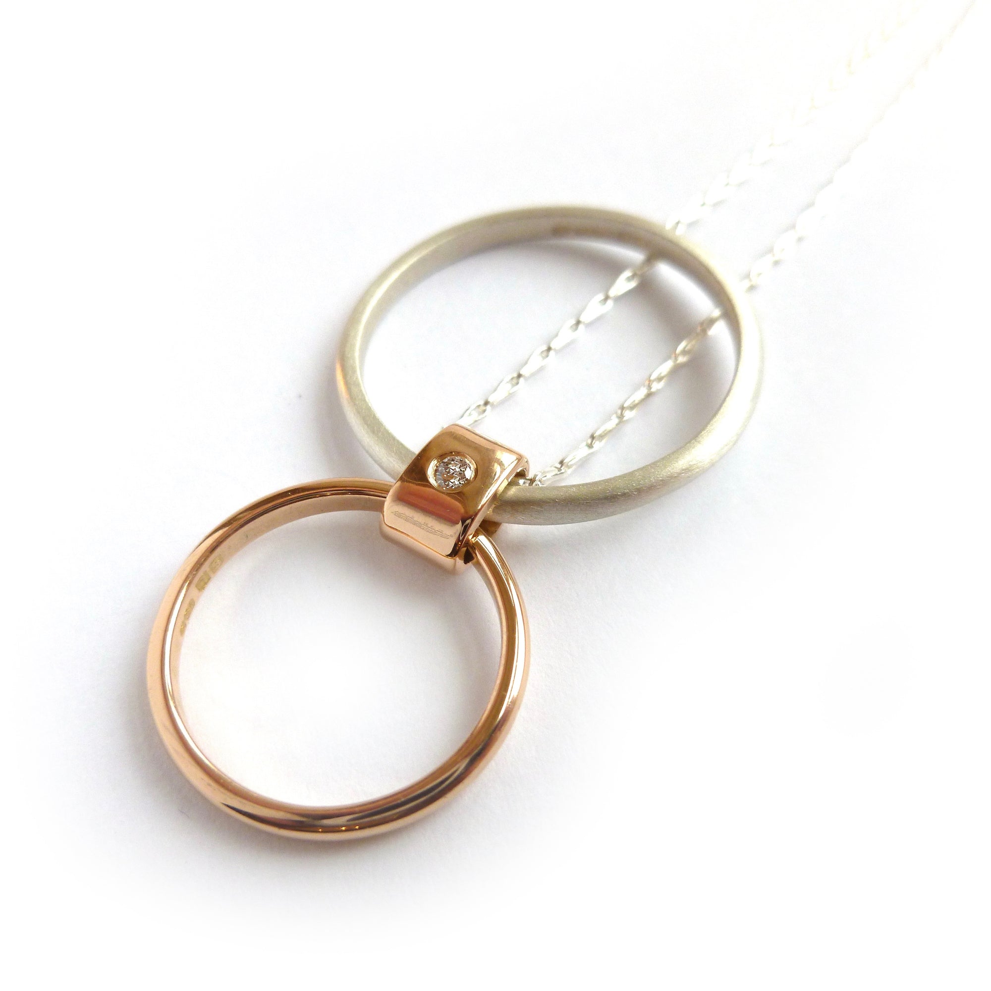 Contemporary unique bespoke handmade and modern pendant with diamond