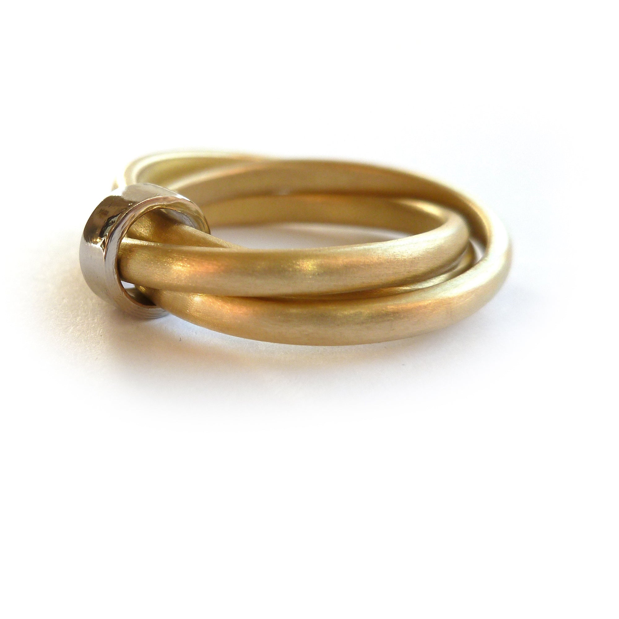 Modern two tone 18ct gold Russian style wedding ring - Sue Lane