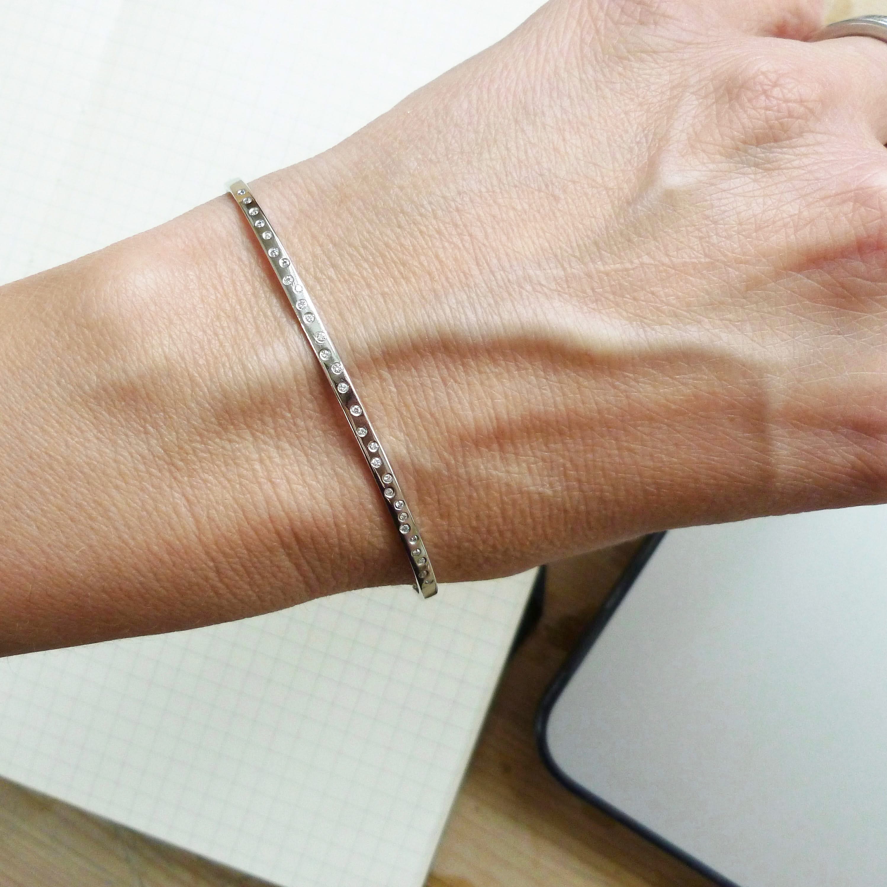 modern platinum and diamond adjustable bracelet 