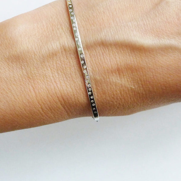 contemporary platinum and diamond handmade bracelet by Sue Lane Jewellery UK