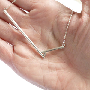 bold and simple contemporary silver and diamond necklace by Sue Lane 