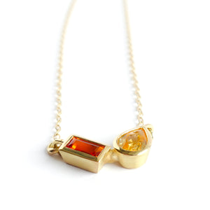 Stunning 18ct gold yellow and orange sapphire contemporary necklace