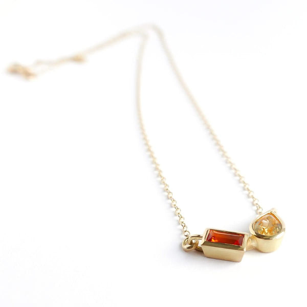Stunning 18ct gold yellow and orange sapphire contemporary necklace