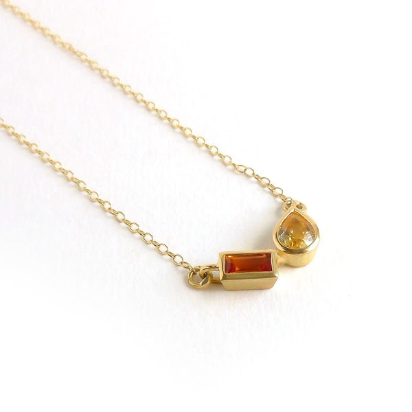 Stunning 18ct gold yellow and orange sapphire contemporary necklace
