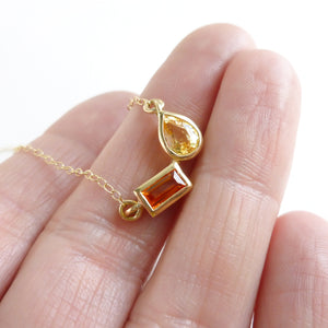 Stunning 18ct gold yellow and orange sapphire contemporary necklace