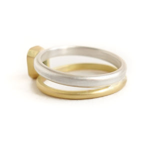 Silver 18ct gold and blue sapphire two band ring - bespoke and unique.